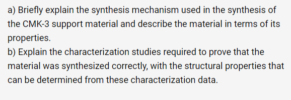 Solved A) Briefly Explain The Synthesis Mechanism Used In | Chegg.com ...