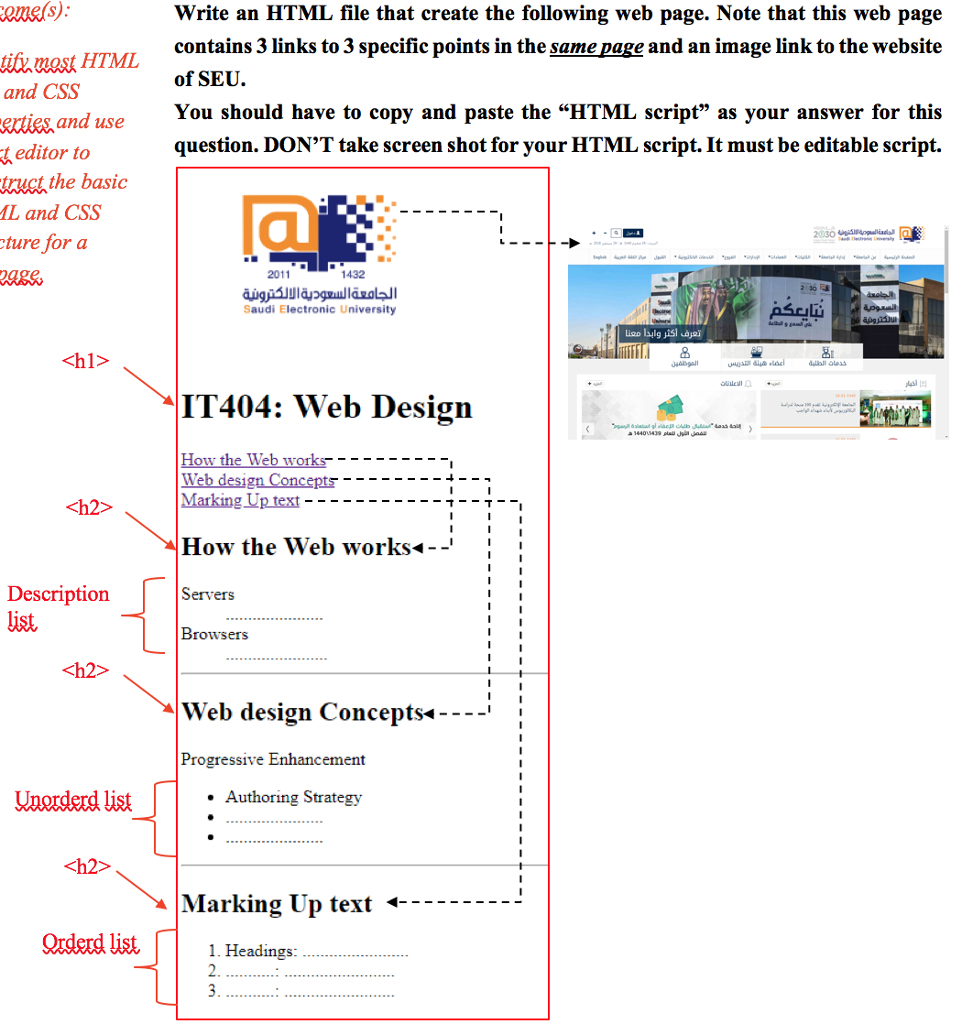 Solved Write an HTML file that create the following web | Chegg.com