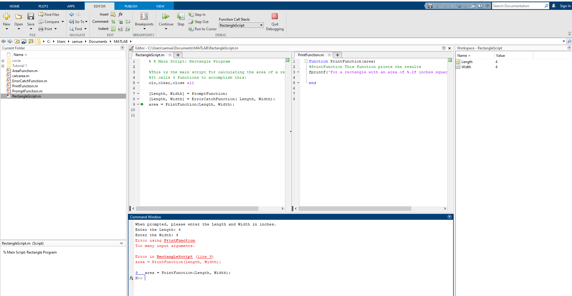 Solved Please help with this Matlab rectangle problem. I am | Chegg.com
