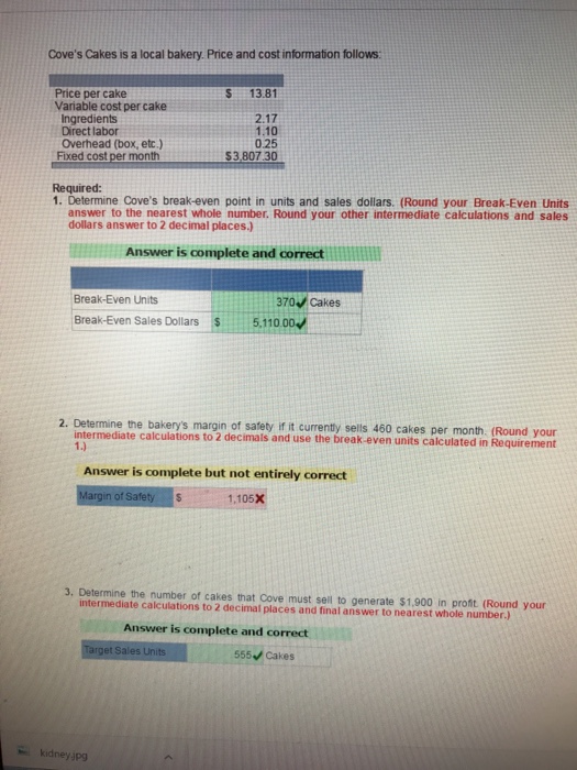 Solved Cove's Cakes is a local bakery. Price and cost