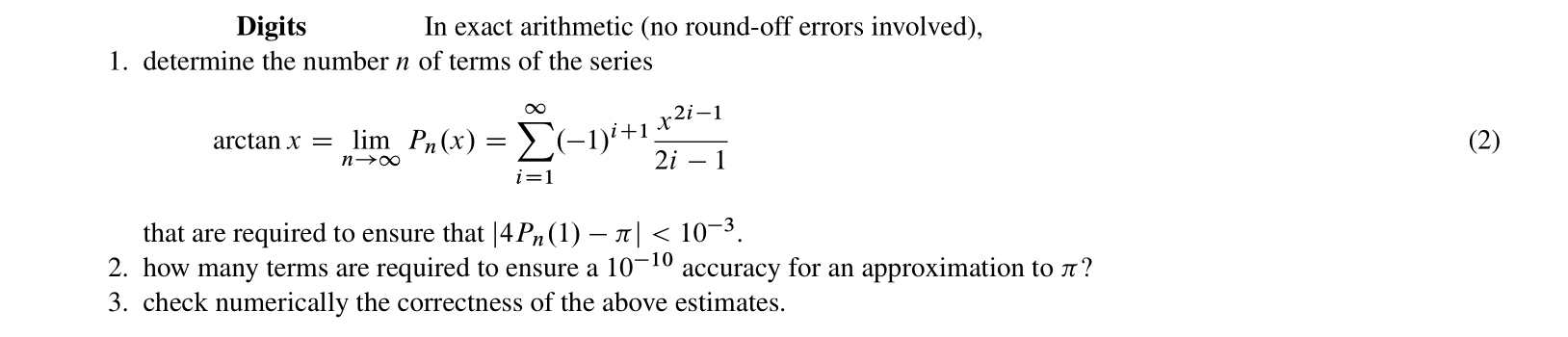 Solved Digits In exact arithmetic (no round-off errors | Chegg.com