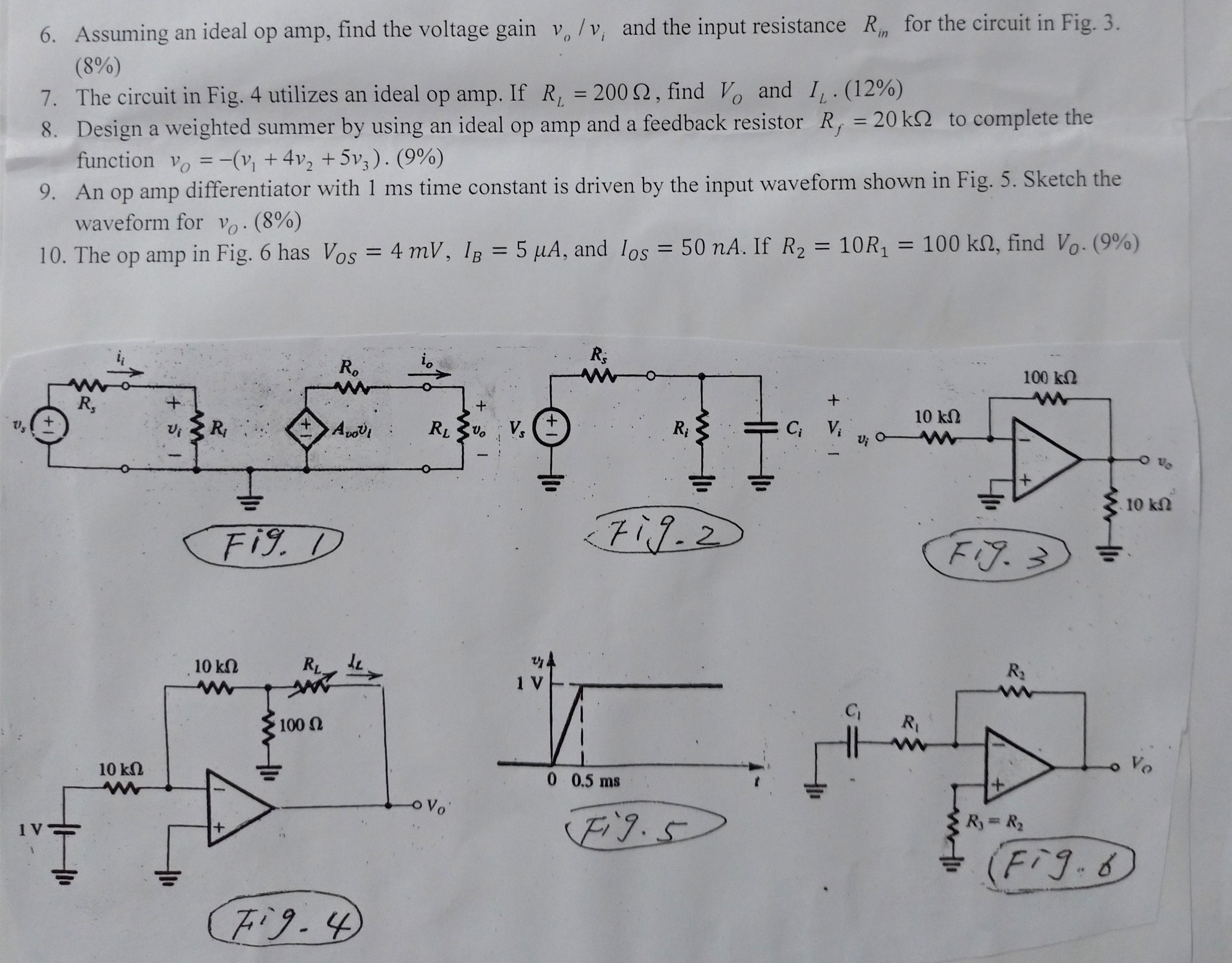Solved 6. Assuming an ideal op amp, find the voltage gain v. | Chegg.com