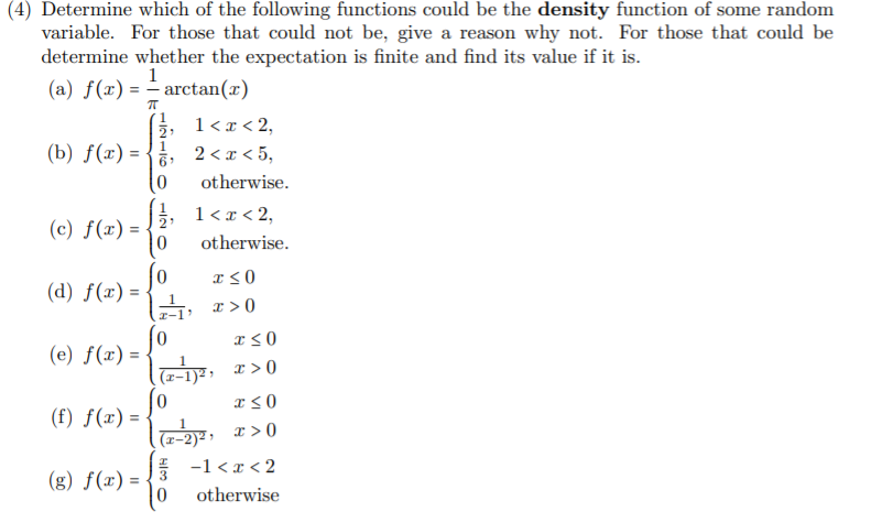 Solved (4) Determine which of the following functions could | Chegg.com