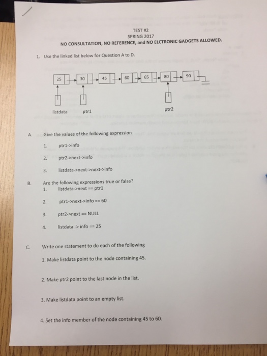 Solved Use the linked list below for Question A to D. Give | Chegg.com