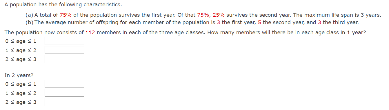 Solved A Population Has The Following Characteristics. (a) A | Chegg.com