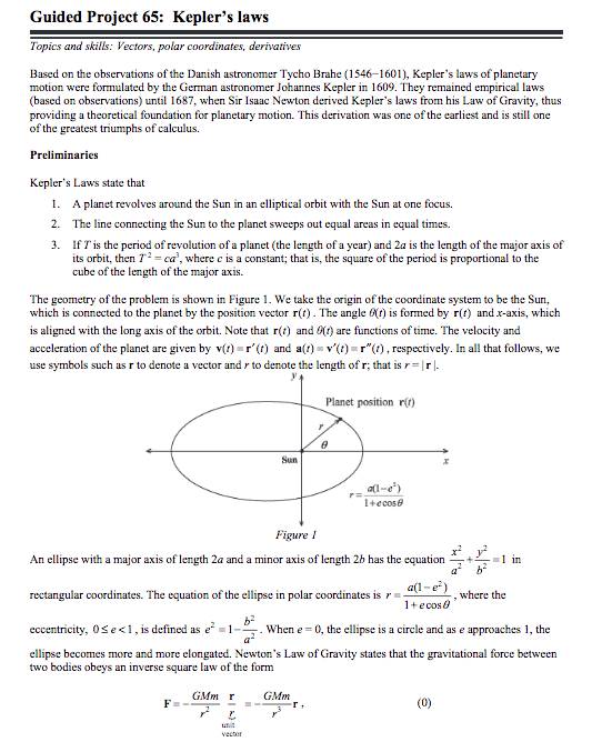 Solved Guided Project 65: Kepler's laws Topics and skills: | Chegg.com