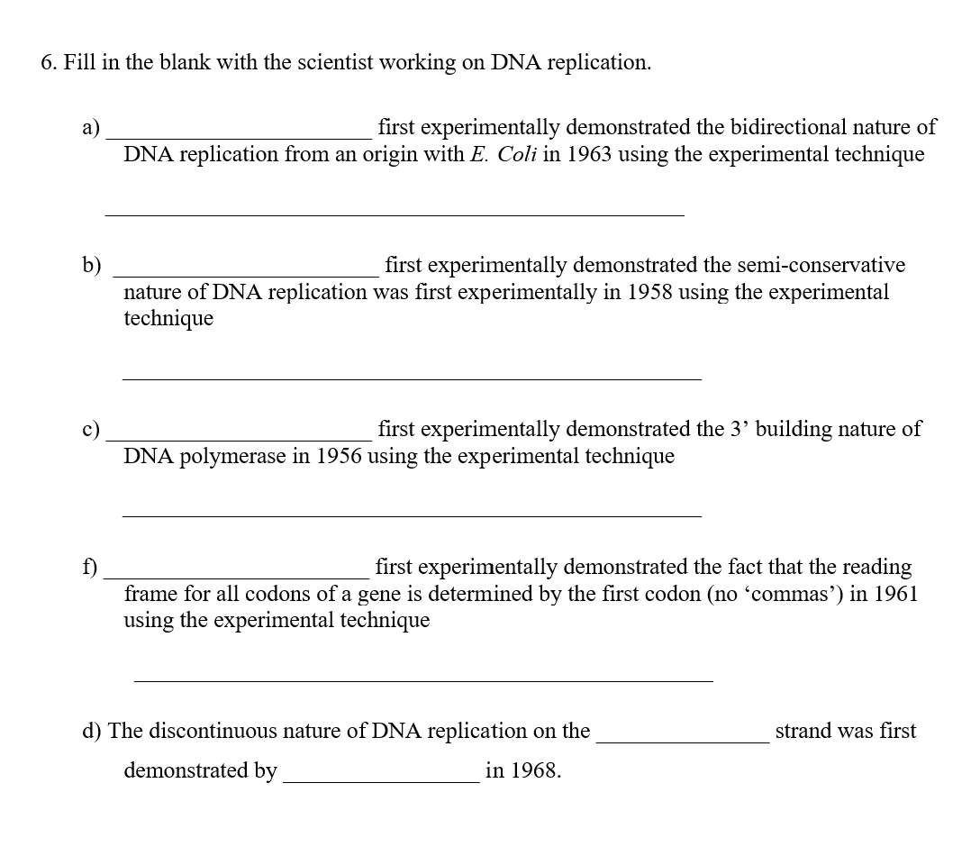 Solved 6. Fill in the blank with the scientist working on | Chegg.com