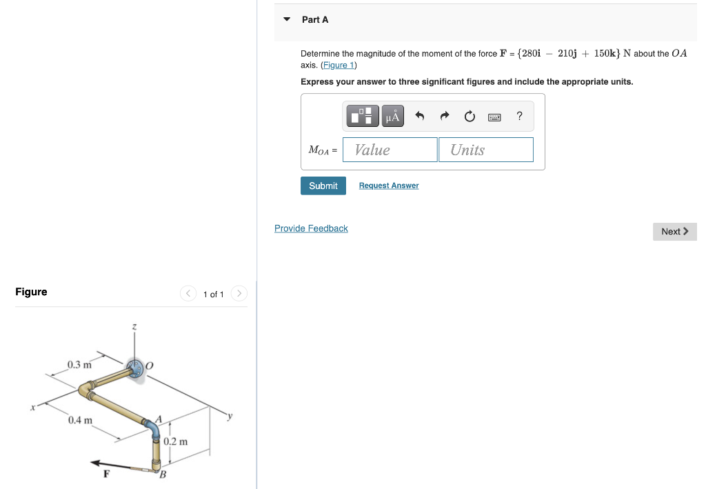 Solved Determine the magnitude of the moment of the force | Chegg.com