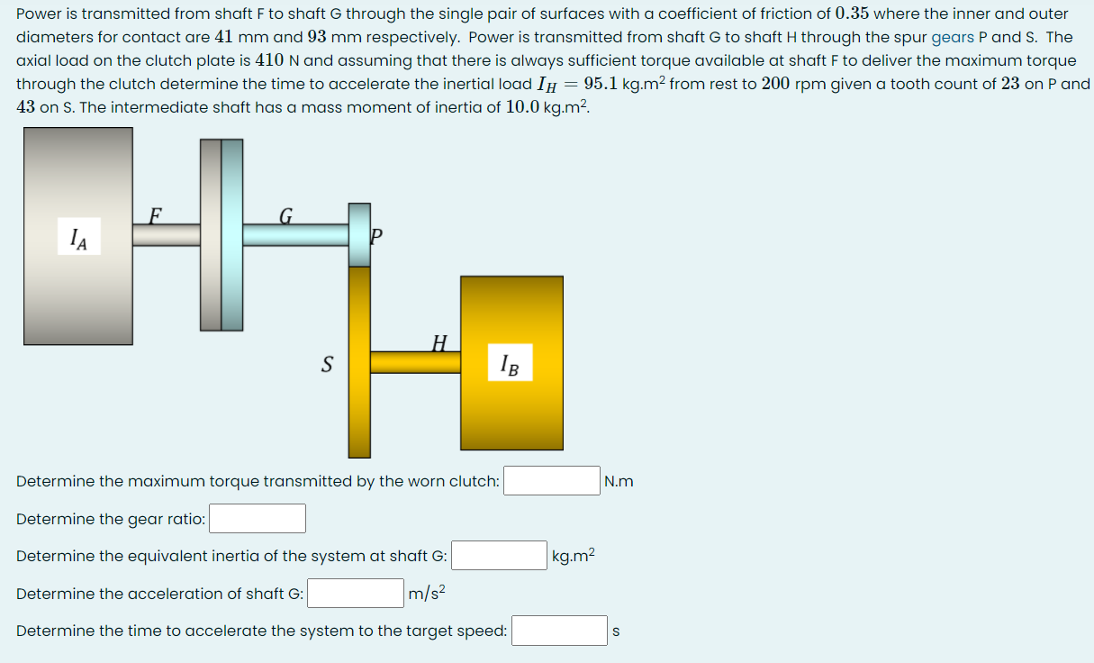 Solved Power is transmitted from shaft F to shaft G through