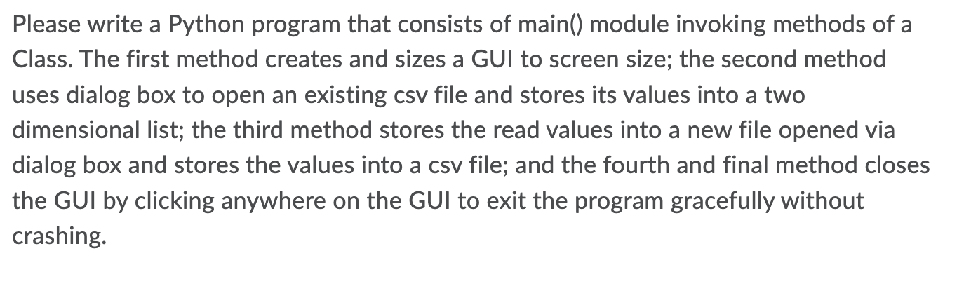Solved Please write a Python program that consists of main() | Chegg.com