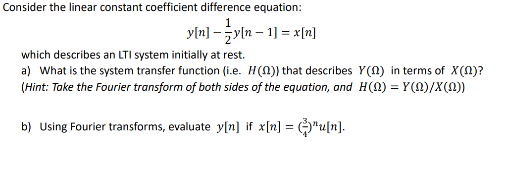 Solved - n Consider the linear constant coefficient | Chegg.com