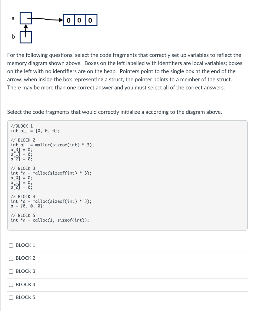 Solved а 0 0 0 b For the following questions, select the | Chegg.com
