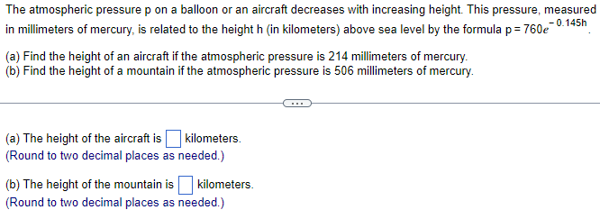 Solved The atmospheric pressure p on a balloon or an Chegg