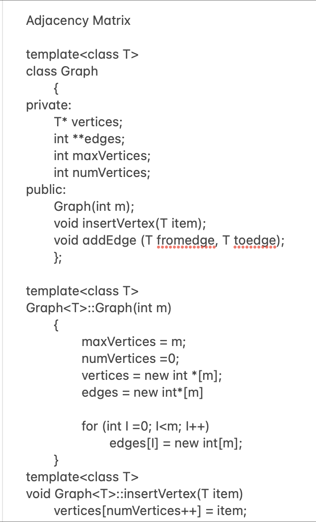 Solved C++ Can you write void addEdge(T fromedge , T | Chegg.com