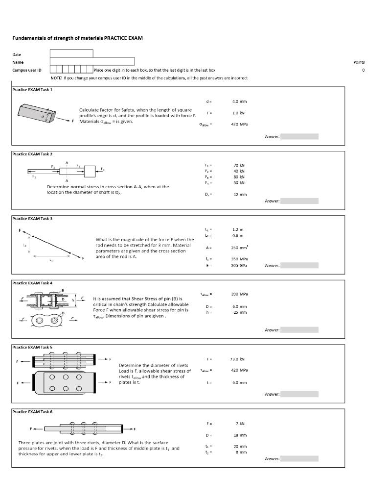 Solved Fundamentals of strength of materials PRACTICE EXAM | Chegg.com