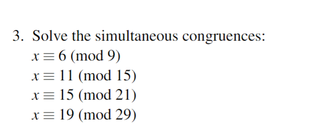 Solved 3 Solve The Simultaneous Congruences 2989