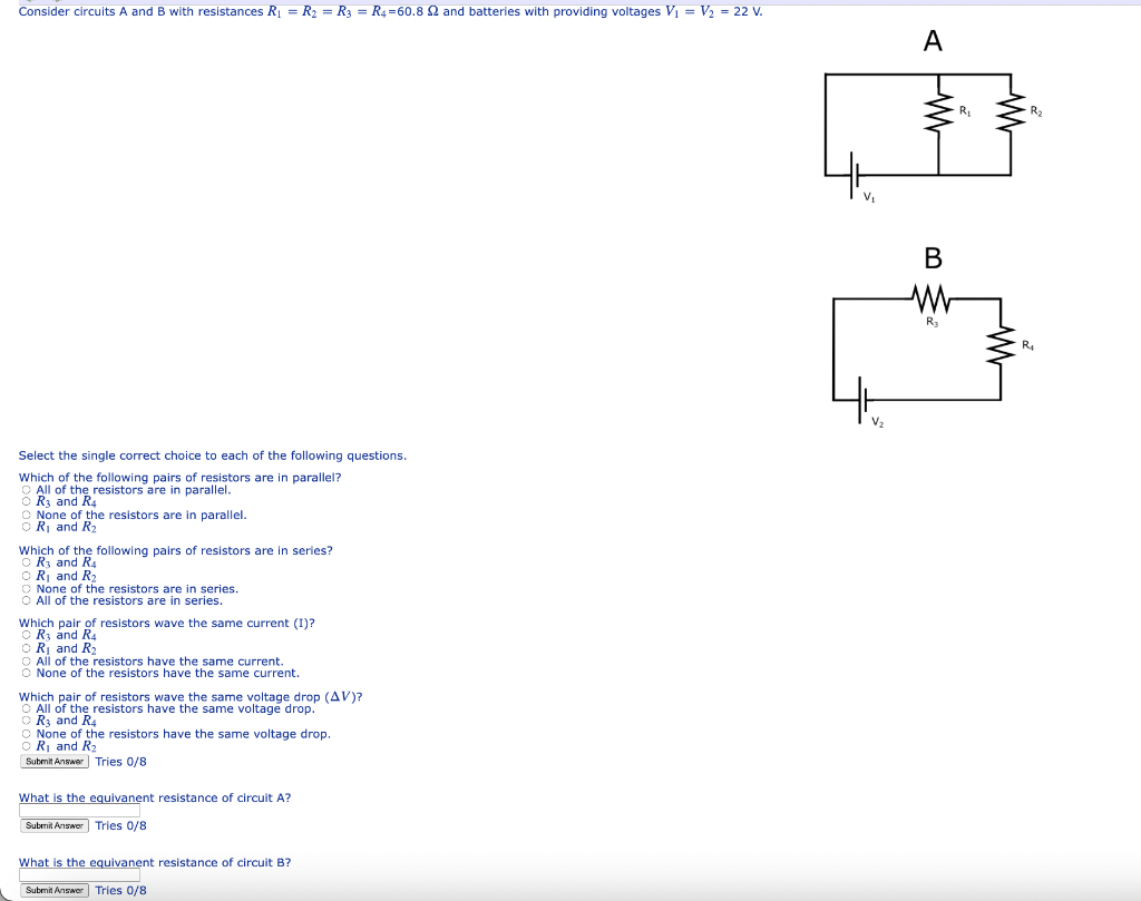 Solved Consider Circuits A And B With Resistances | Chegg.com