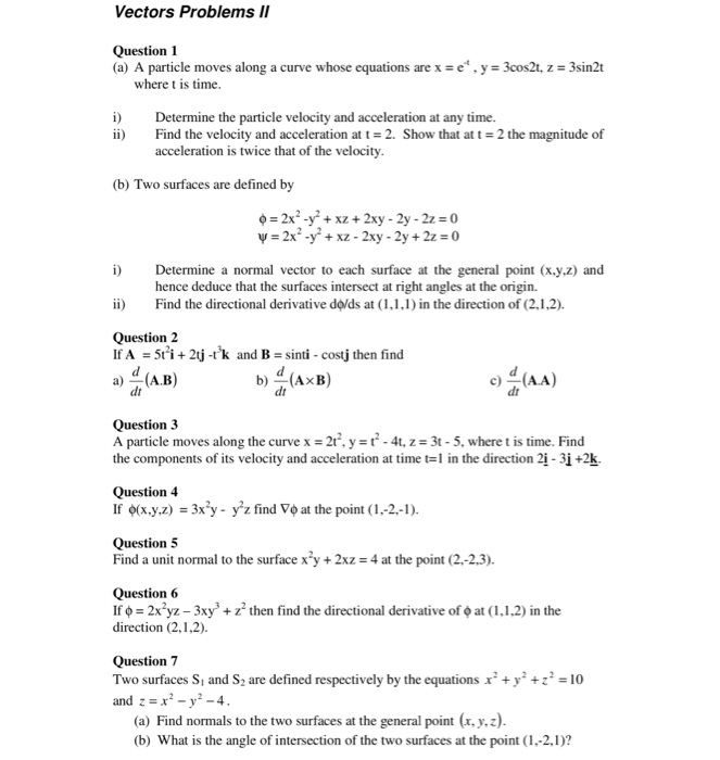 Solved Vectors Problems I Question1 (a) A particle moves | Chegg.com