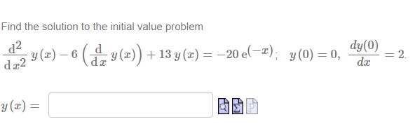 Find the solution to the initial value problem \[ \begin{array}{l} \frac{\mathrm{d}^{2}}{\mathrm{~d} x^{2}} y(x)-6\left(\frac