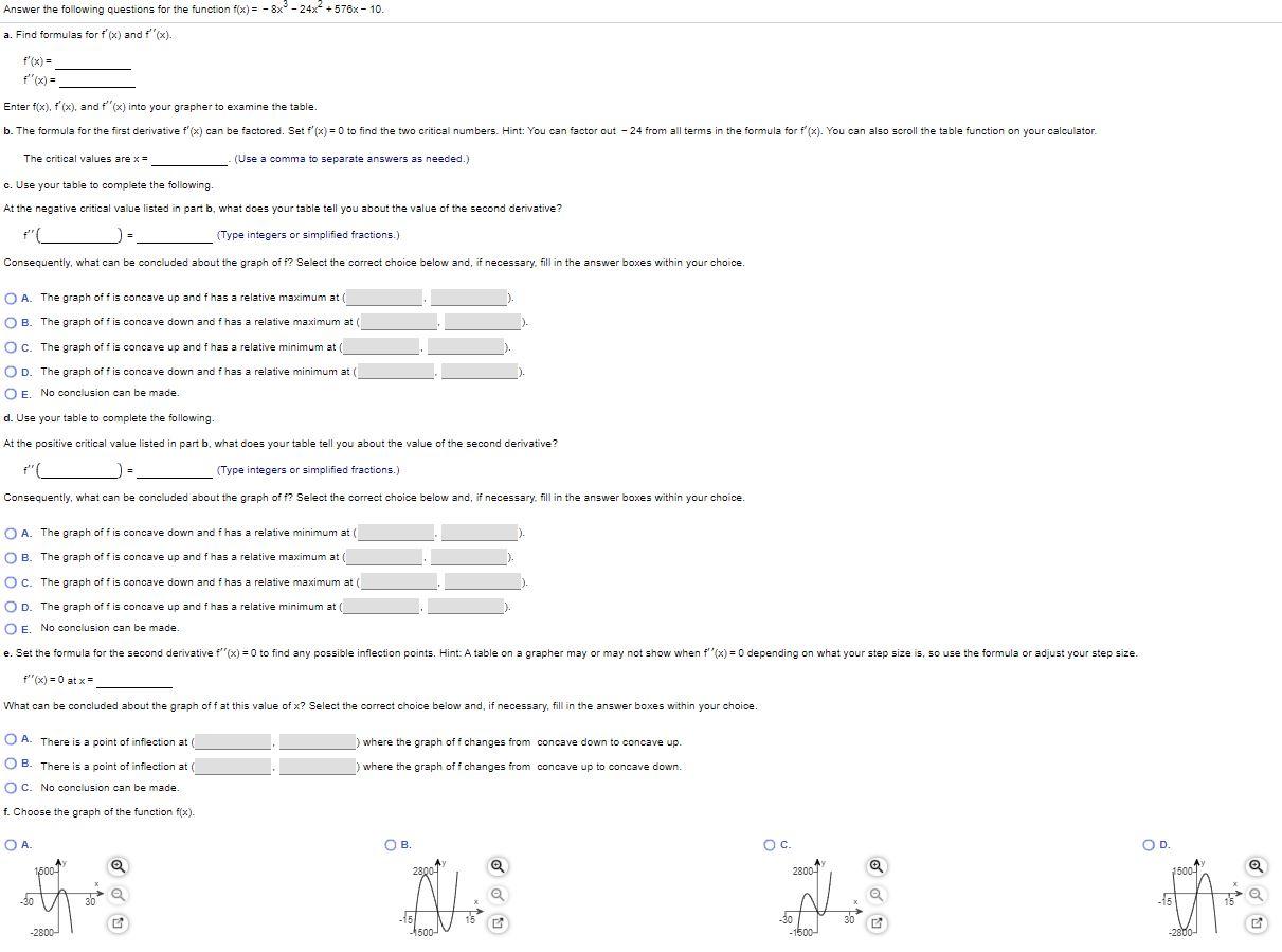 Solved Answer The Following Questions For The Function F(x) 