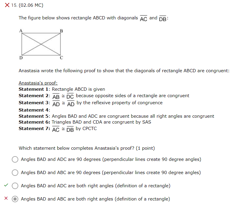 Solved X 15.(02.06 MC) The Figure Below Shows Rectangle ABCD | Chegg.com