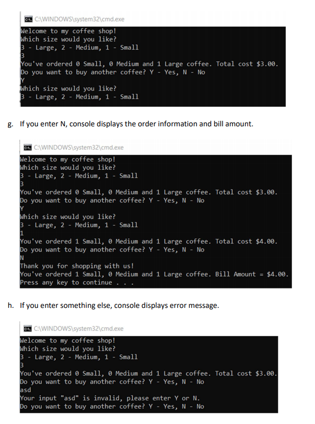 Solved 1. Coffee Sell Program (Submit your code in file | Chegg.com