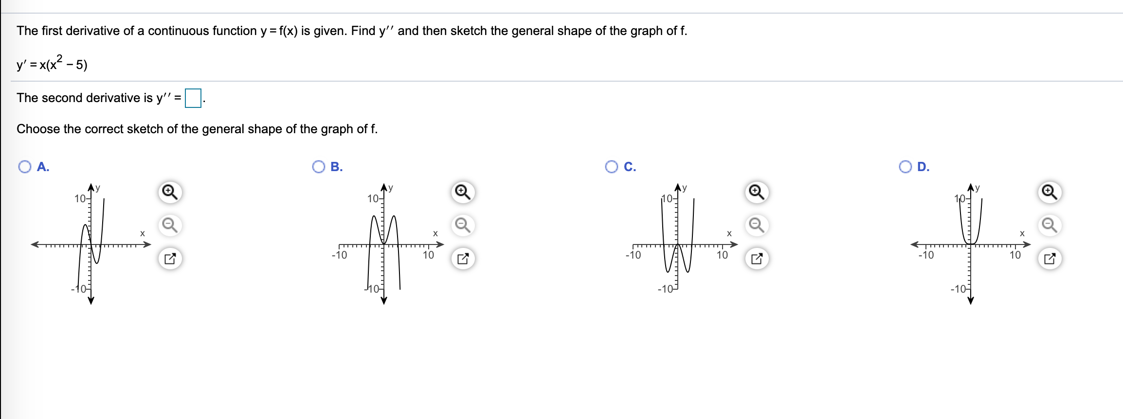 Solved The First Derivative Of A Continuous Function Y F X Chegg Com