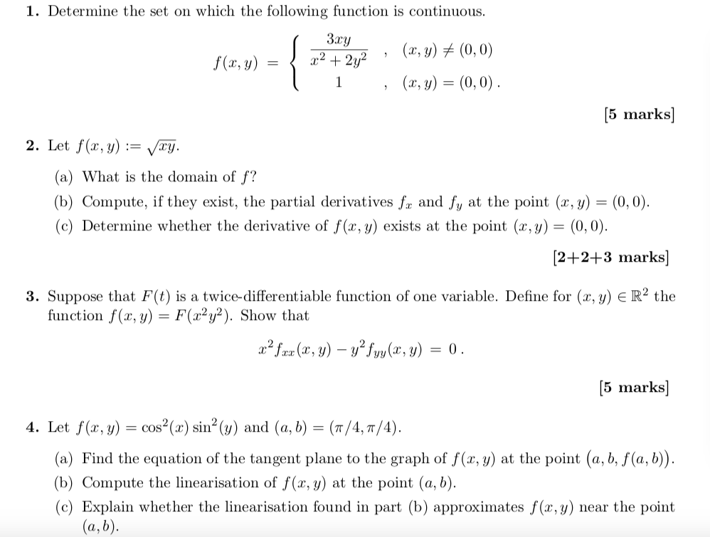 Solved 1. Determine The Set On Which The Following Function | Chegg.com