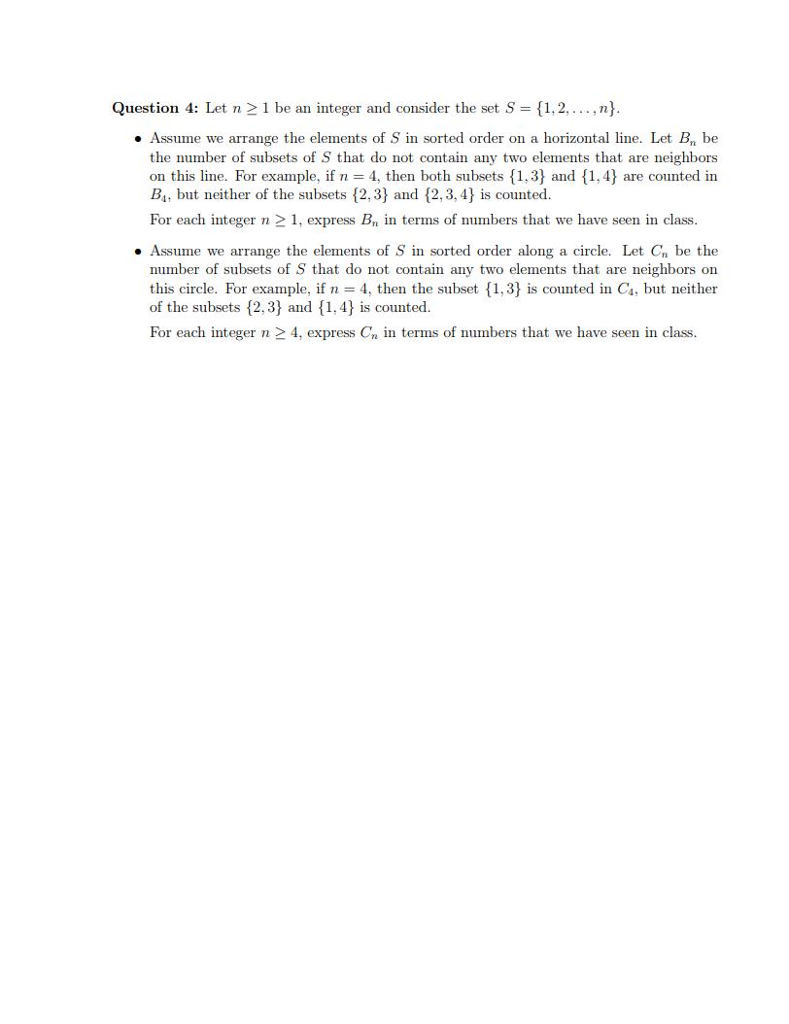 Solved Question 4: Let n > 1 be an integer and consider the | Chegg.com