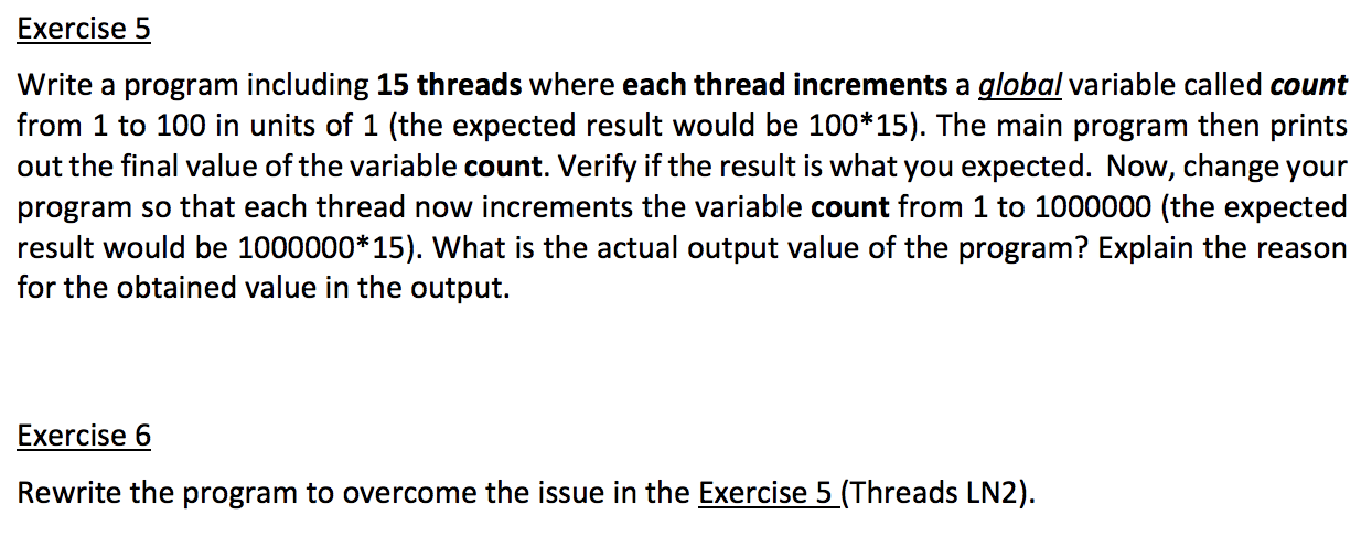 Solved Write a program including 15 threads where each | Chegg.com