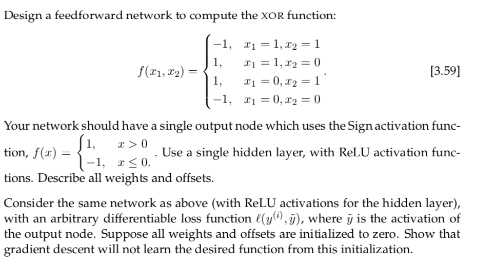 Design a feedforward network to compute the xor | Chegg.com
