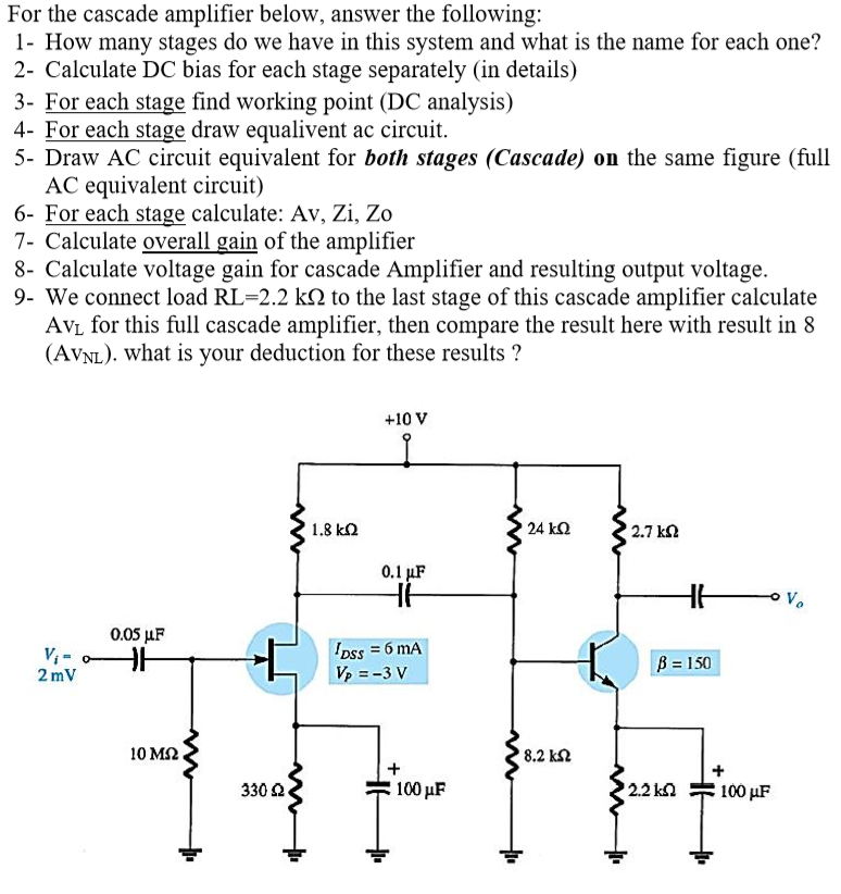 Solved For The Cascade Amplifier Below, Answer The | Chegg.com