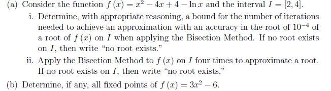 Solved (a) Consider the function f(x) = x2 - 4x + 4 - Inc | Chegg.com