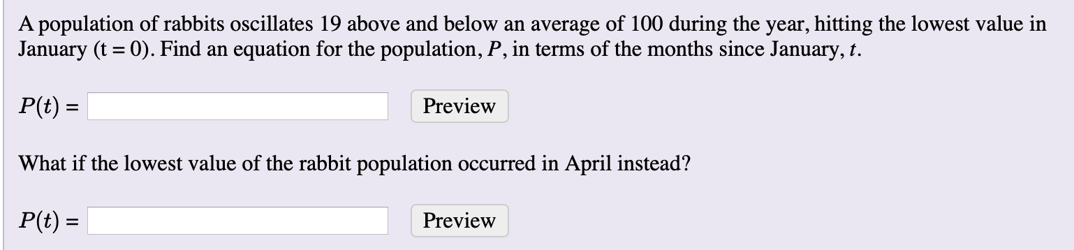 Solved A Population Of Rabbits Oscillates 19 Above And Below | Chegg.com