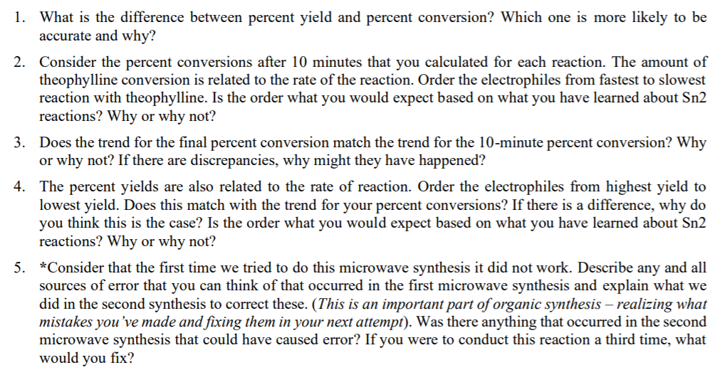 Solved 1. What is the difference between percent yield and | Chegg.com