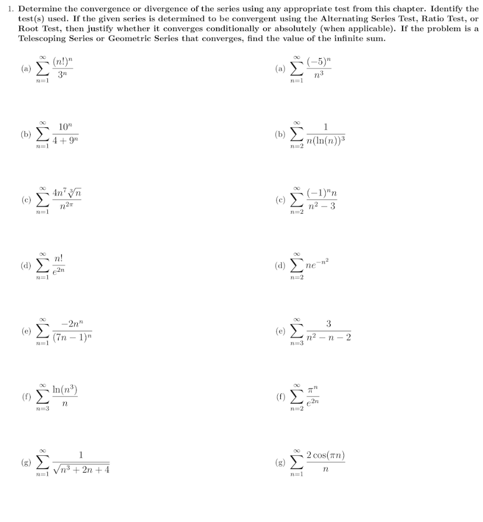 Determine the convergence or divergence of the series | Chegg.com