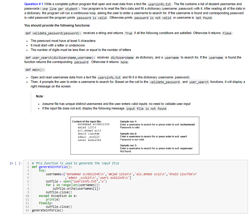 Solved Question #1 Write a complete python program that open | Chegg.com