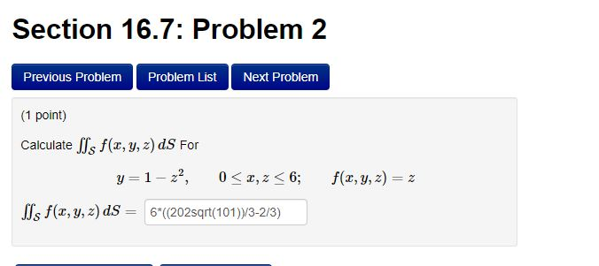 Solved Section 16.7: Problem 2 Previous Problem Problem List | Chegg.com