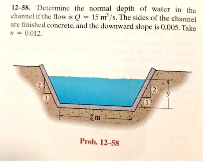 Solved 12 58 determine the normal depth of water in the chegg