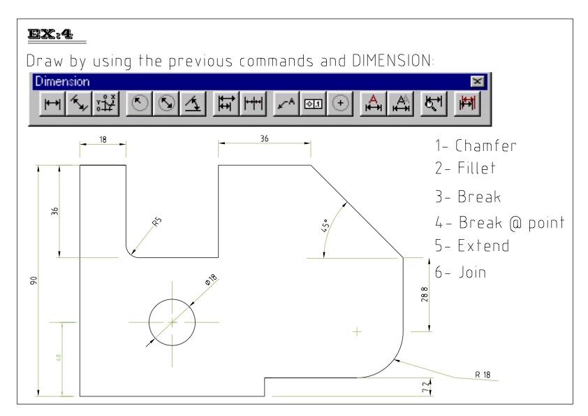 Solved Draw by using the previous commands and DIMENSION: | Chegg.com