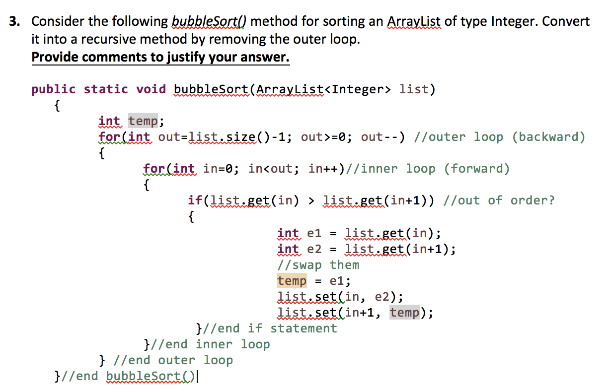 Bubble Sort Java