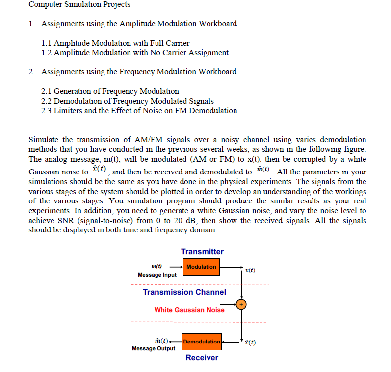 Computer Simulation Projects 1. Assignments using the | Chegg.com