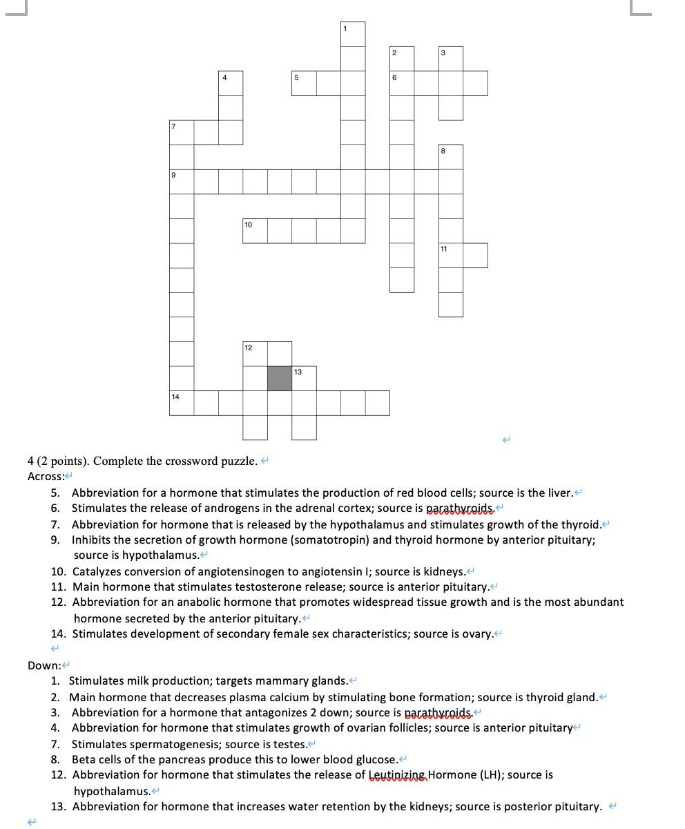 Solved Complete the crossword puzzle Across: 5 Chegg com