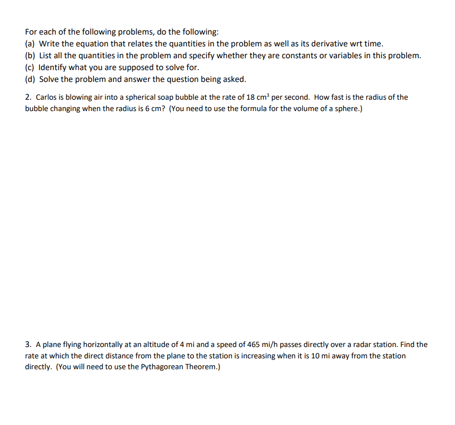 Solved For each of the following problems, do the following: | Chegg.com