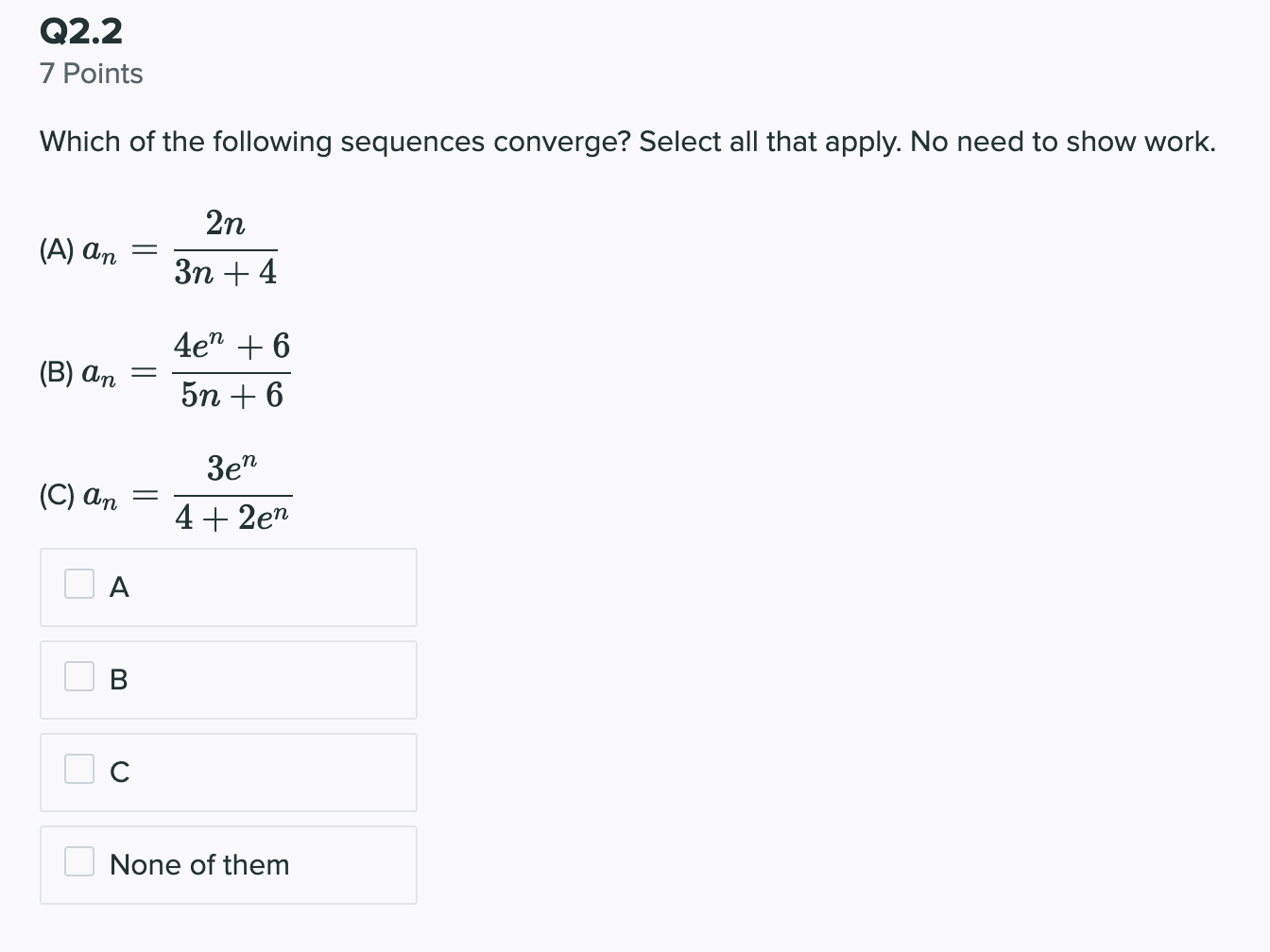 Solved Q2.2 7 Points Which of the following sequences | Chegg.com
