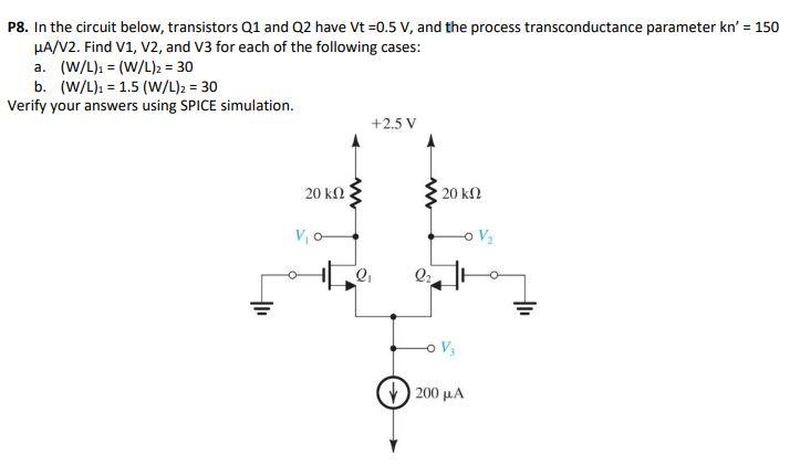 Solved . In the circuit below, transistors Q1 and Q2 have Vt | Chegg.com