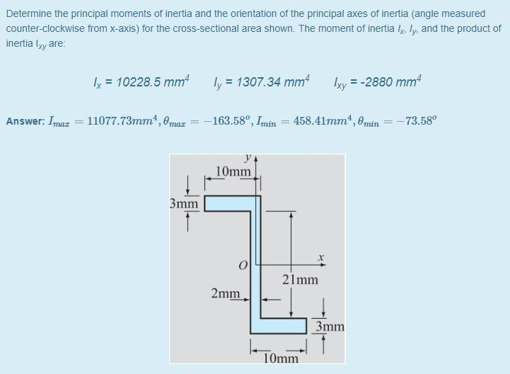 Solved Determine the principal moments of inertia and the | Chegg.com