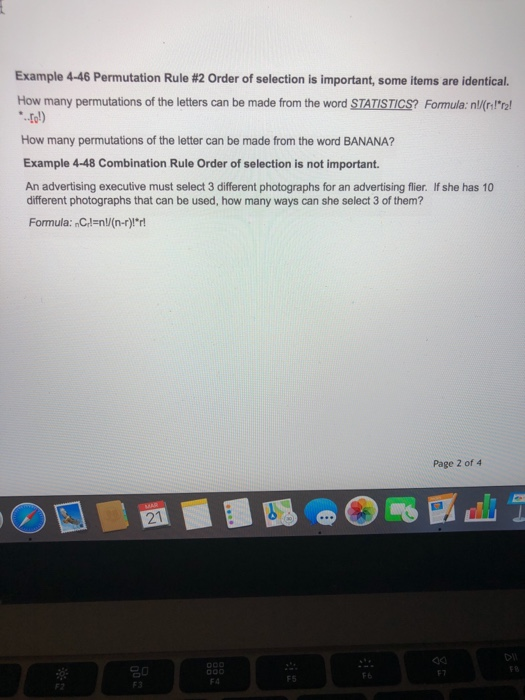 Solved Example 4-46 Permutation Rule #2 Order of selection | Chegg.com