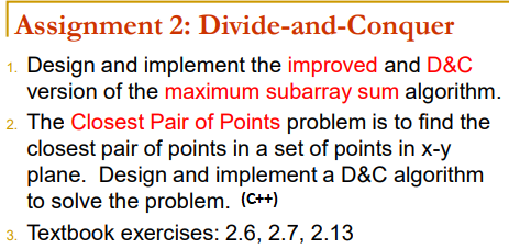 Solved Assignment 2: Divide-and-Conquer 1. Design And | Chegg.com