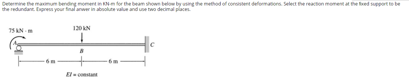 Solved Determine the maximum bending moment in KN-m for the | Chegg.com